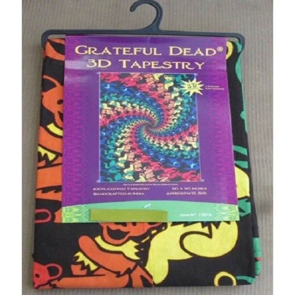New 3D Dancing Bears Spiral Pattern Grateful Dead Tapestry Gift Wall Decor Retro